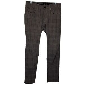 Point Zero Pants Men’s 30 Super Flex Brown Plaid Chino Skinny Fit Flat Front
